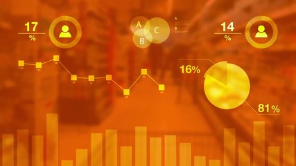 Supermarket or hypermarket smart shopping, using new technologies and infographics statistical data with charts and diagrams to analyze purchase habits of customers - Powered by Adobe