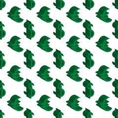 Green dollar and euro money small sizes. Seamless pattern. Vector illustration
