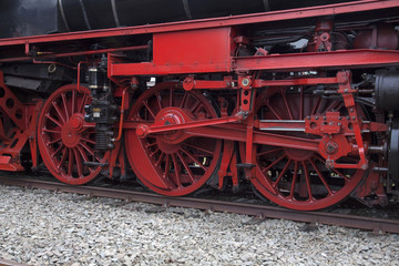 Fototapeta na wymiar Big Wheels of vintage steam train