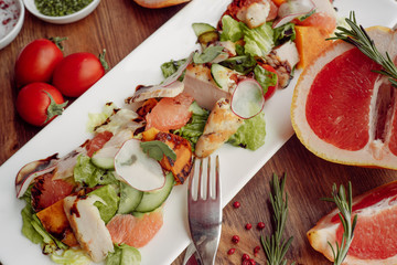 turkey salad and grapefruit