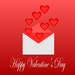 Happy Valentine's Day lettering Greeting Card on red background