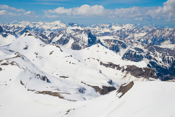 Fototapeta na wymiar Alps Scenery from the top of Schilthorn, Switzerland - April, 2016