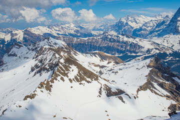 Alps Scenery from the top of Schilthorn, Switzerland - April, 2016