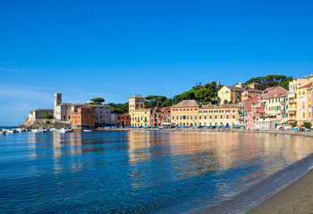 Fototapeta premium Bay of Baia del Silenzio in Sestri Levante in Italy, Europe