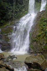 Waterfall in deep forest on the mountain.