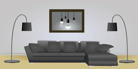 Living room sofa vector