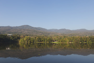 mountain and lake view in morning