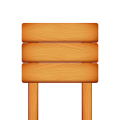 Wooden sign on white background. Vector illustration of banner