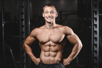 young man train in gym healthcare lifestyle sexy caucasian man.