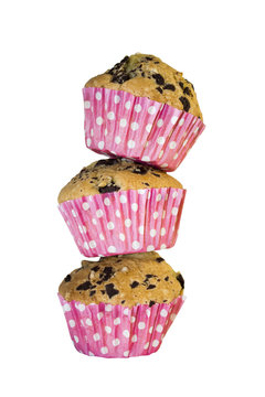 Cupcakes In Pink Baking Form (image With Clipping Path)