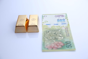 gold bullion and argentine money