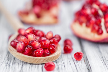 Portion of Pomegranate seeds (selective focus)