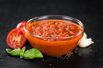 Slate slab with Tomato Sauce