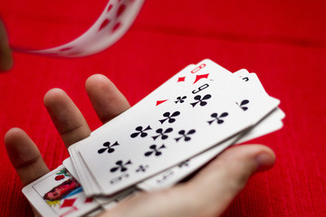 Playing cards/ red background