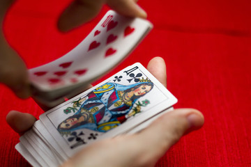 Playing cards/ red background
