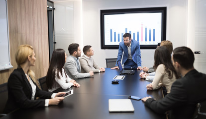 Business meeting in modern conference room