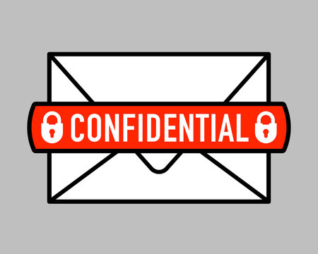 Confidential Mail Icon With Padlock Icon On Letter