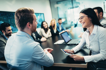 Fototapeta premium Business people conference in modern meeting room