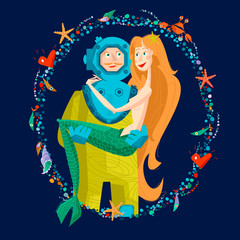  Diver and mermaid.  St. Valentine’s Day.