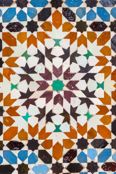 Ali ben Youssef Medersa exterior pattern in Marrakesh, Morocco
