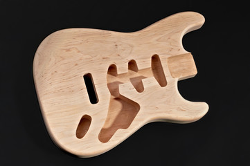 Bare wood or unfinished electric guitar body wood, with blank 