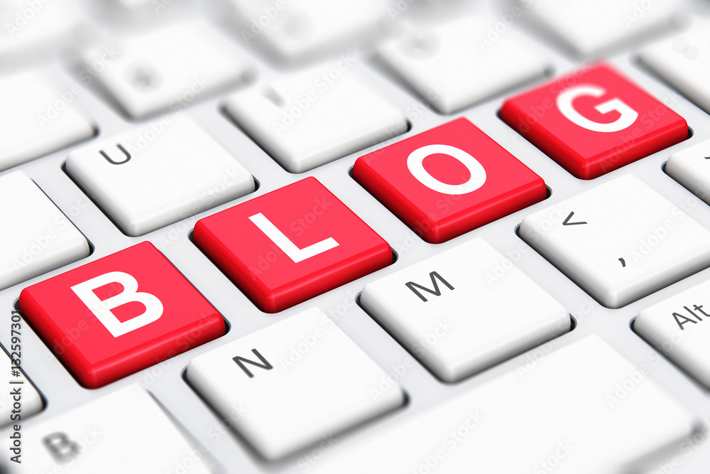 Poster Blog text word on computer keyboard keys