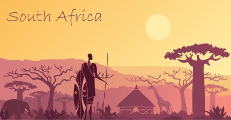 Background with landscape of South Africa © Katsiar