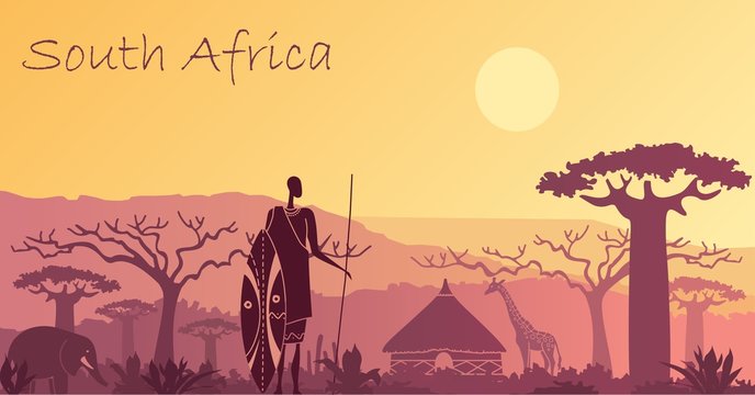 Background with landscape of South Africa