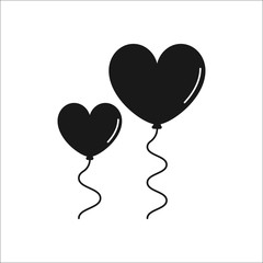 Heart baloon symbol silhouette icon on background