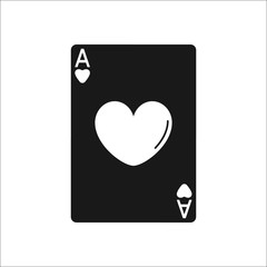 Casino Playing Card Ace Heart symbol silhouette icon on background