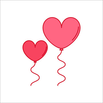 Heart baloon symbol flat icon on background