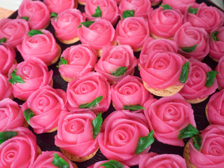 Traditional Thai dessert in rose shape, Kulhab Chao Wang