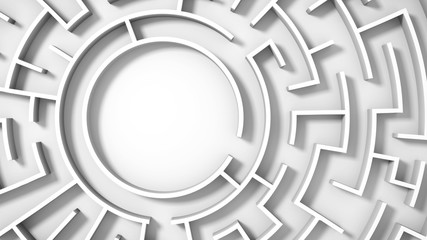 white circular maze structure