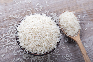 rice on a wooden background