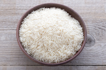 rice on a wooden background