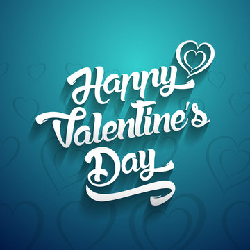 Happy Valentines Day handwritten lettering design text on color