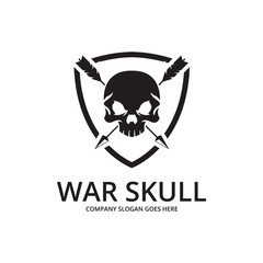 Skull logo. War skull  logotype 