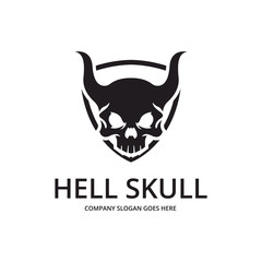Skull logo. Hell skull logotype  - 132601526