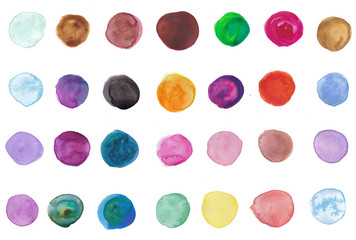 Watercolor hand painted circle shape design elements