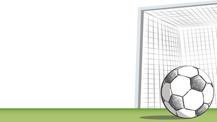 Football field with goal. Soccer drawing in doodle style, Football moments for tournament.