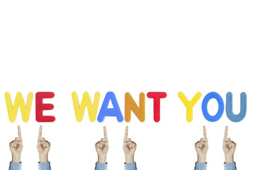 Hands point to wording 