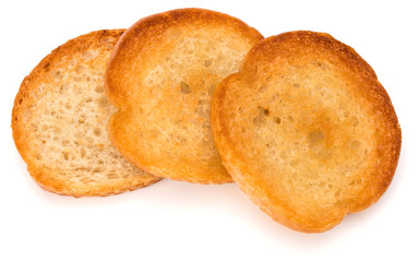 crusty bread toast slices isolated on white background cutout