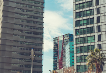 beautiful office buildings at barcelona on a sunny day