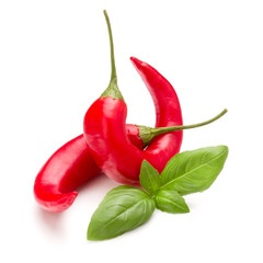 red chili or chilli cayenne pepper isolated on white  background