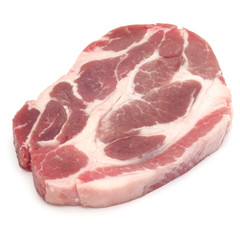 Raw pork chop meat isolated on white background cutout