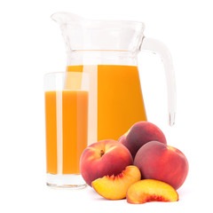 Peach fruit juice in glass jug