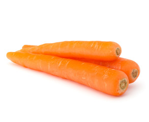 Sweet raw carrot tuber isolated on white background cutout
