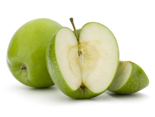 Green sliced apple isolated on white background cutout