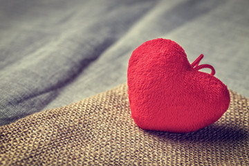 Valentines Day background with red heart and copy space
