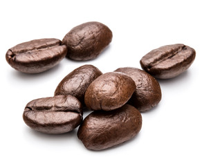 roasted coffee beans isolated in white background cutout